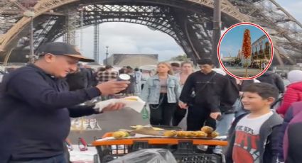 Los elotes con mayonesa y chile llegan hasta la Torre Eiffel: este joven así los vende
