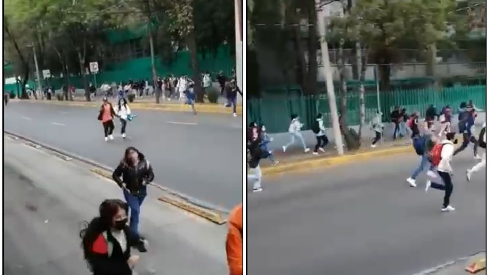 Los alumnos del Colegio de Bachilleres plantel 1 fueron desalojados este viernes, algunos de ellos salieron corriendo rumbo al Metrobús.