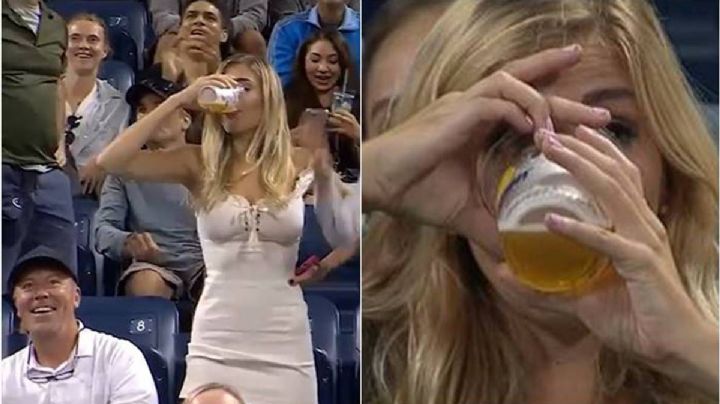 La tomó "de Hidalgo"; joven se hace famosa por manera de beber cerveza en US Open