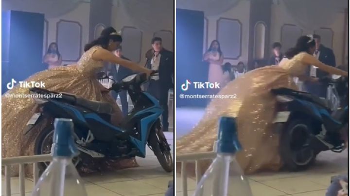 VIDEO TIKTOK: Regalan moto a quinceañera y provoca accidente al probarla