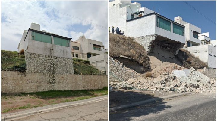 Colapsa barda en lujoso fraccionamiento de Pachuca | FOTOS