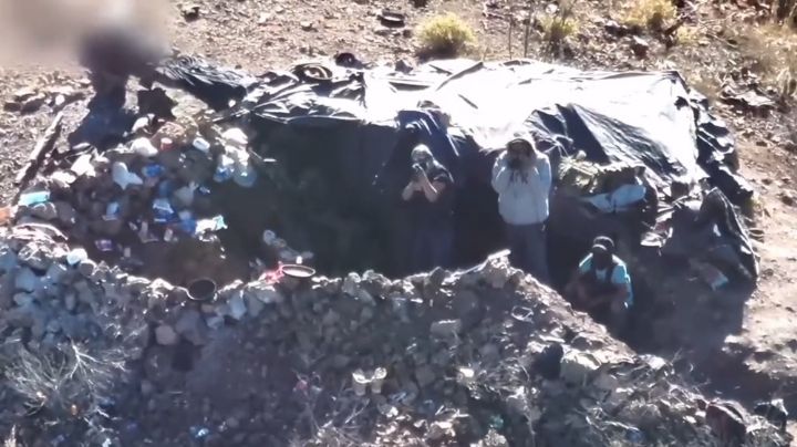 VIDEO: Dron de EU descubre a "Chapitos" en la frontera: le tiran con "cuernos de chivo"