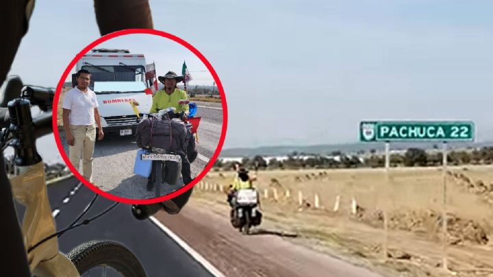 En bici, desde Perú hasta Aguascalientes viajero pasa por tierras hidalguenses