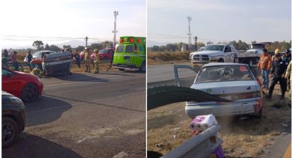 Vuelca auto en la carretera Pachuca-Ciudad Sahagún; mujer y niño lesionados