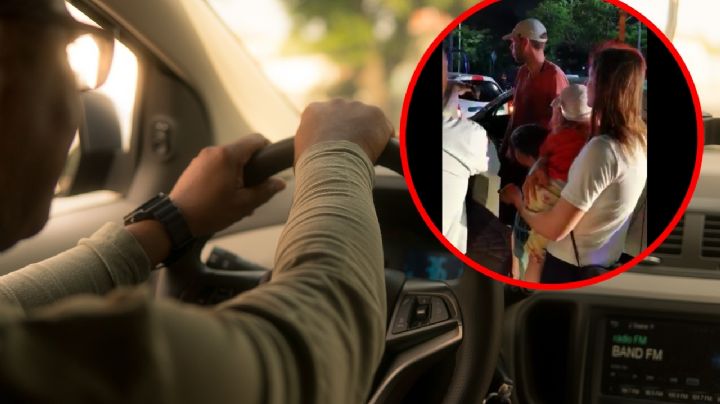 VIDEO: Familia extranjera queda en medio de pleito entre taxistas en Cancún