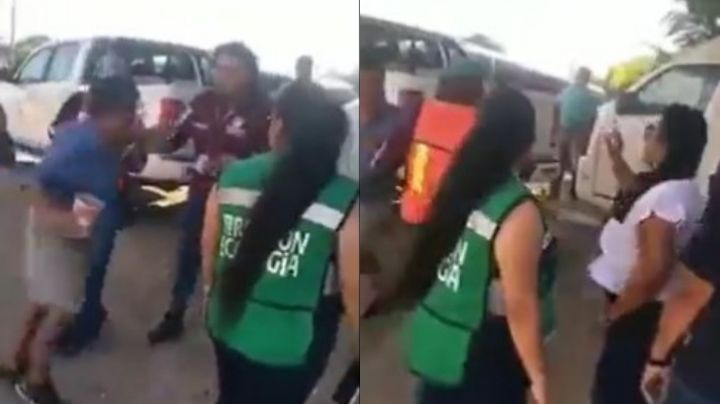 VIDEO: Rocían thinner a funcionaria de Oaxaca, intentan quemarla