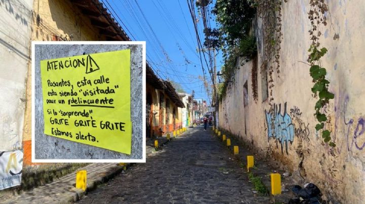 "Grite, grite, grite”: Con cartel, alertan por robos en centro de Xalapa