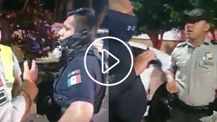 VIDEO: Policía detiene a chófer en Fortín y Guardia Nacional los confronta