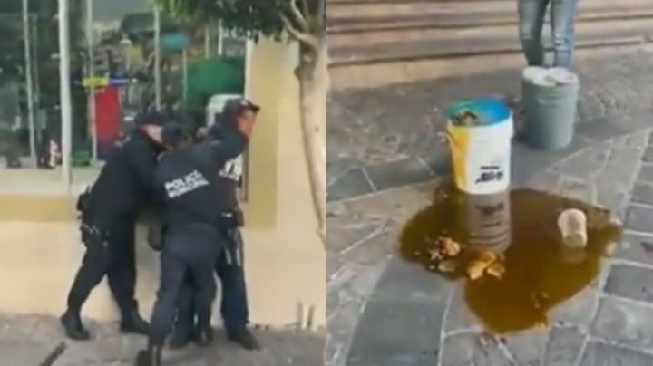 VIDEO: Policías roban miel a vendedor ambulante; lo detienen por reclamarles