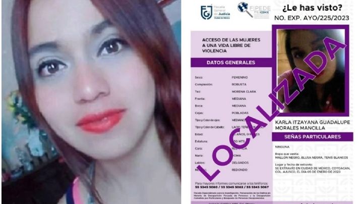 Hallan sana y salva a Karla Itzayana