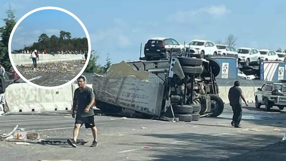 El tráiler llevaba carga de dulces; rapiñeros llegaron a la zona