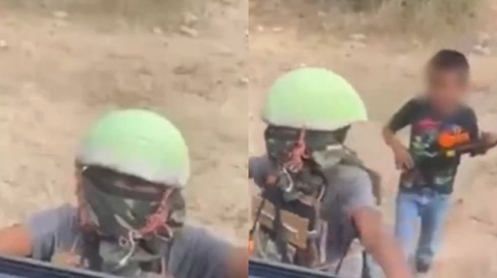 VIDEO: Niños “juegan” al retén en Sinaloa, con armas largas y toda la cosa