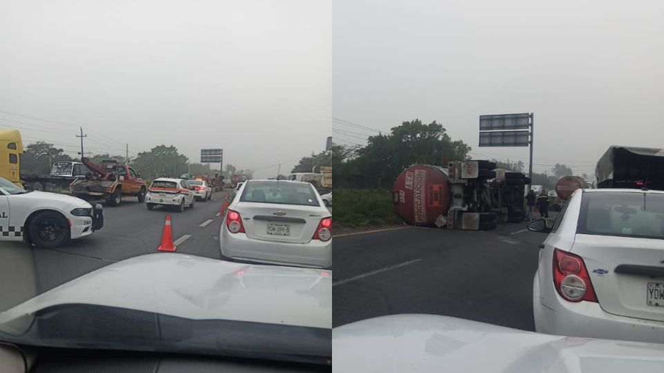 La movilidad se ha visto afectada por este accidente cercano al entronque del kilómetro 13.5.