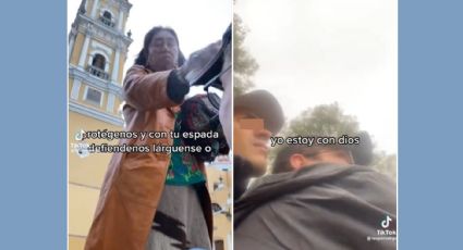 VIDEO: Señora católica sataniza a pareja gay. les avienta agua bendita