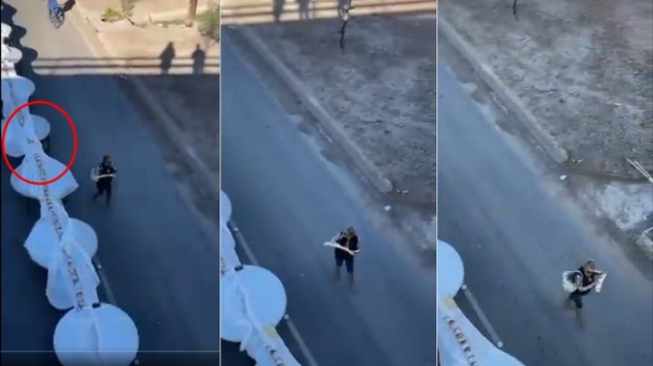 VIDEO: Van por récord de rosca gigante; mujer se roba un pedazo y casi lo arruina