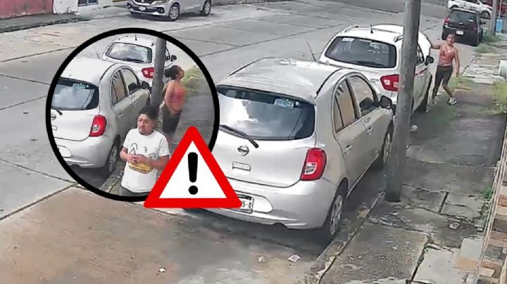 VIDEO: Buscan a pareja que robó piezas de coche en Coatzacoalcos