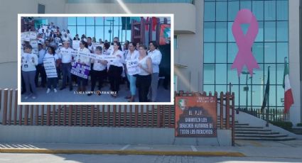 Protestan trabajadores del PJF en Boca Boca del Río por desaparición de fideicomisos