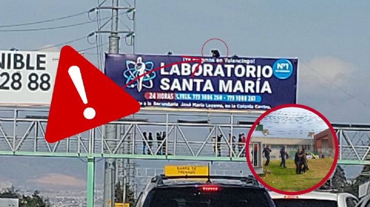Hombre intenta lanzarse desde espectacular de puente peatonal en Tulancingo I Fotos