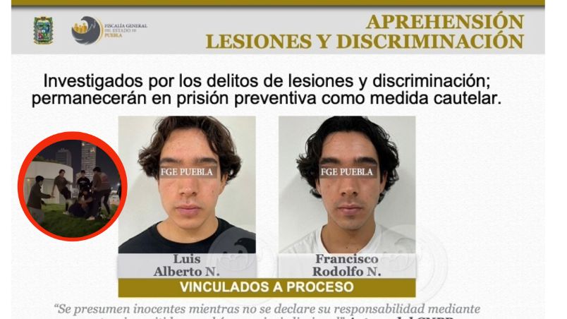 Un juez dictó prisión domiciliaria a Luis Alberto y Francisco Rodolfo, a quienes se les sigue un proceso jpor golpear y lesionar a Ernesto Calderón en la zona de la Isla de Angelópolis