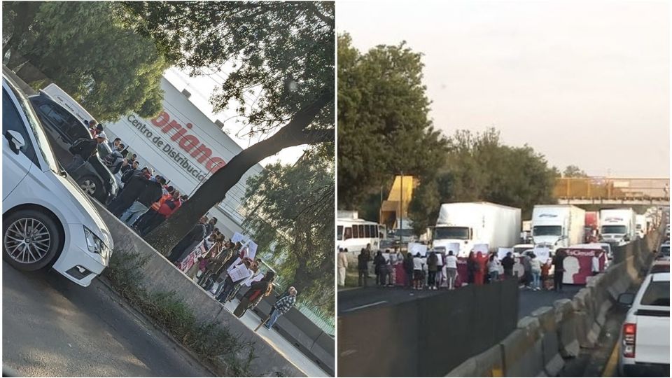 Aspecto del bloqueo en la autopista México - Querétaro.