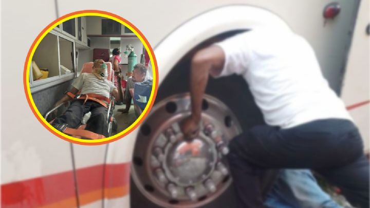 Chofer casi muere aplastado por su propio autobús en Hidalgo | FOTO