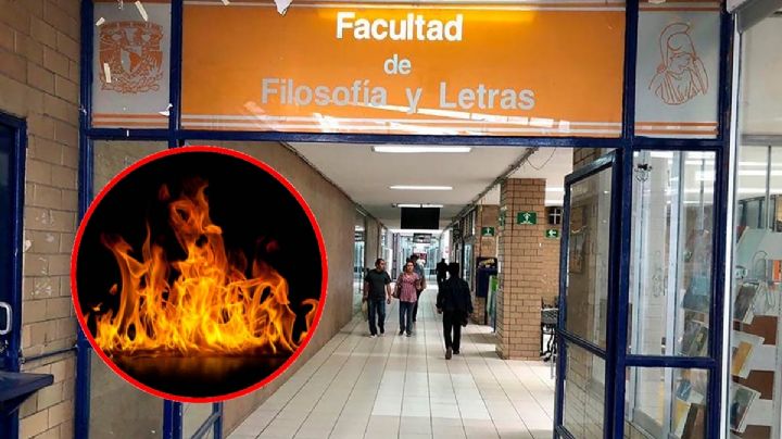UNAM: Encapuchados prenden fuego a Facultad de Filosofía y Letras