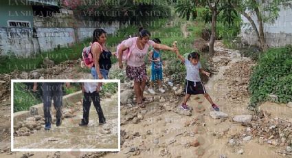 Drenaje colapsado junto a escuelas de Papantla: niños entre dengue y heces