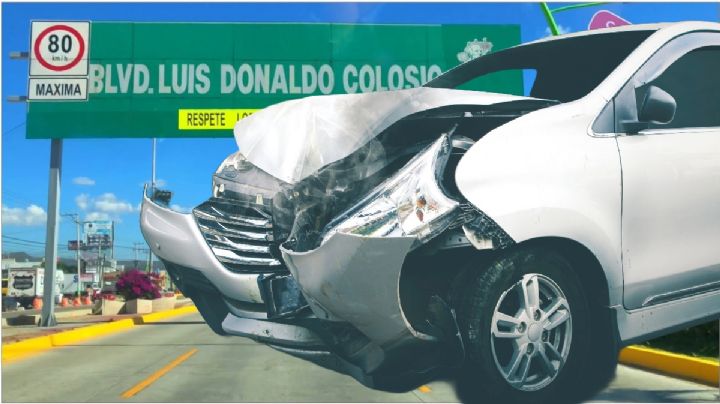 Conductor abandona auto volcado en bulevar Colosio dejando daños por más de 60,000 pesos