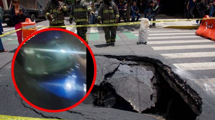 VIDEO: Socavón se traga auto con todo y automovilista en CDMX