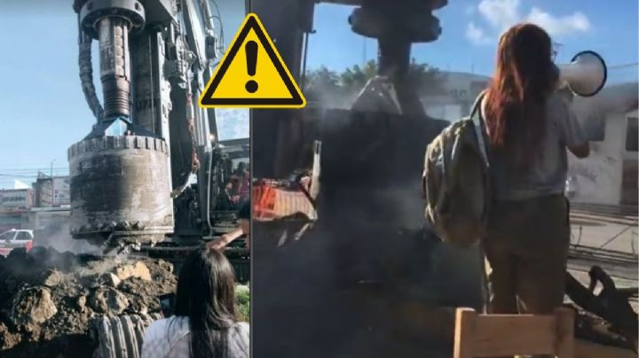 Se agudiza conflicto por puente vehicular en Xalapa; maquinaria trabaja junto a plantón