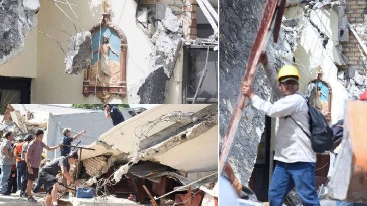 ¿Milagro? Imagen de Jesucristo resulta intacta tras colapso de iglesia en Madero