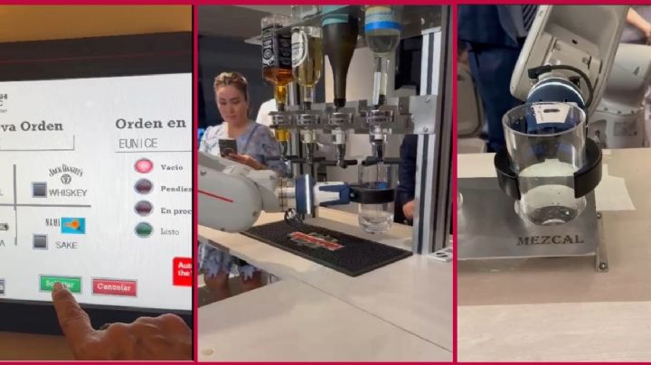 Barman robot sirve tragos en la Reunión Anual de Industriales