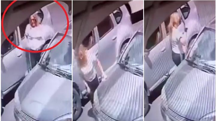 Sin aparente motivo, mujer rompe vidrios de un auto en Centro de Pachuca | VIDEO