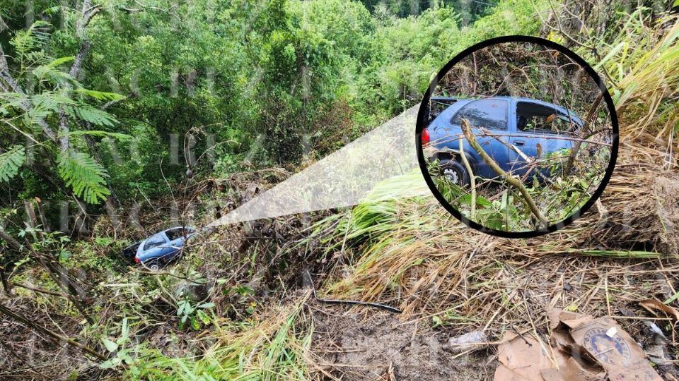 PAPANTECO CAE CON TODO Y VEHÍCULO A BARRANCO Y SOBREVIVE