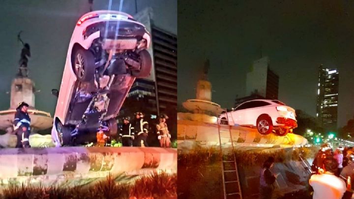 VIDEO| ¡Voló! Camioneta choca y termina arriba de la Diana Cazadora