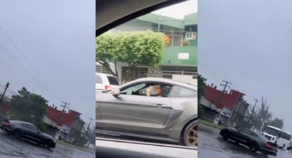 VIDEO: Hijo de alcalde de Poza Rica presume arrancones en Mustang sobre carretera de Tihuatlán