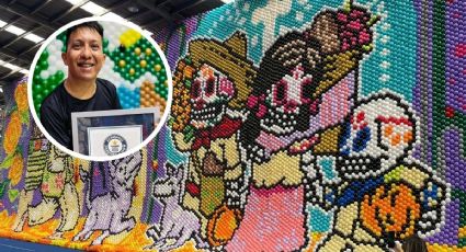 Saúl, de Misantla, Veracruz, gana 2 Récord Guinness por mural hecho con globos