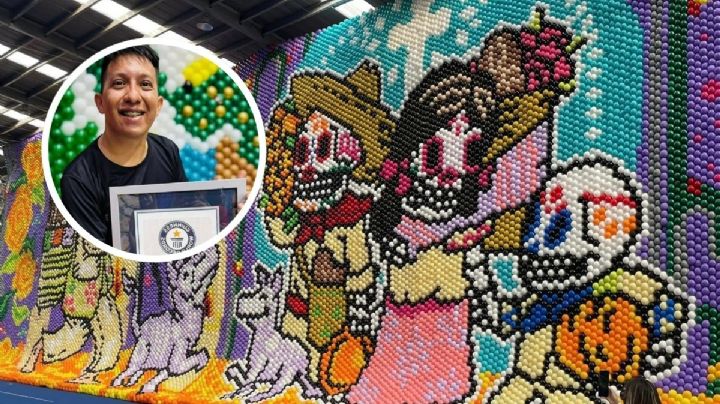 Saúl, de Misantla, Veracruz, gana 2 Récord Guinness por mural hecho con globos