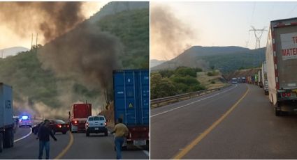 Fuerte accidente en la autopista Siglo XXI, un tráiler se incendia