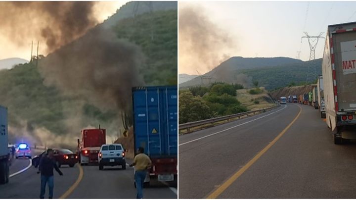 Fuerte accidente en la autopista Siglo XXI, un tráiler se incendia