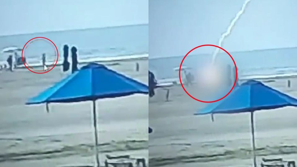 La mujer estaba disfrutando de la playa cuando de repente un rayo la golpeó fuertemente