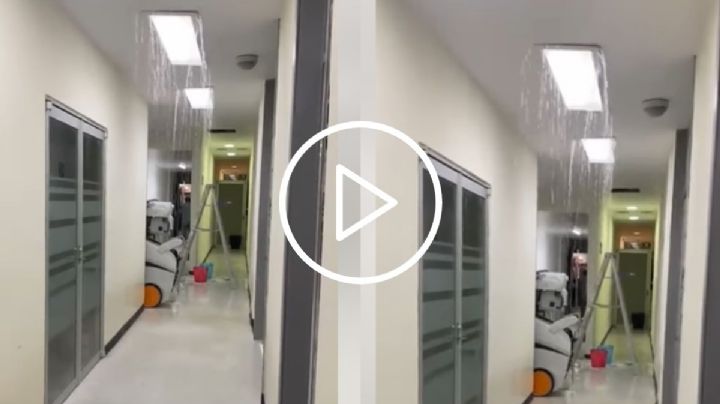 VIDEO | Techo de hospital ISSSTE en Xalapa colapsa y se vuelve "cascada"
