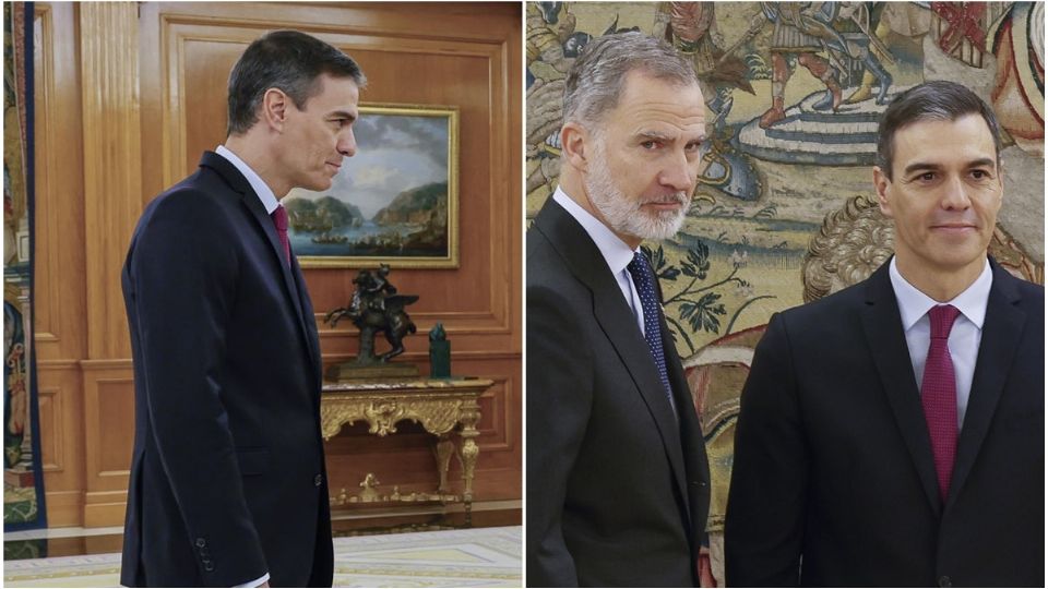 Pedro Sánchez, presidente del Gobierno español y el rey Felipe VI de España.