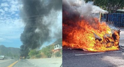 Guerrero rojo: Sujetos armados incendian camioneta y bloquean carretera