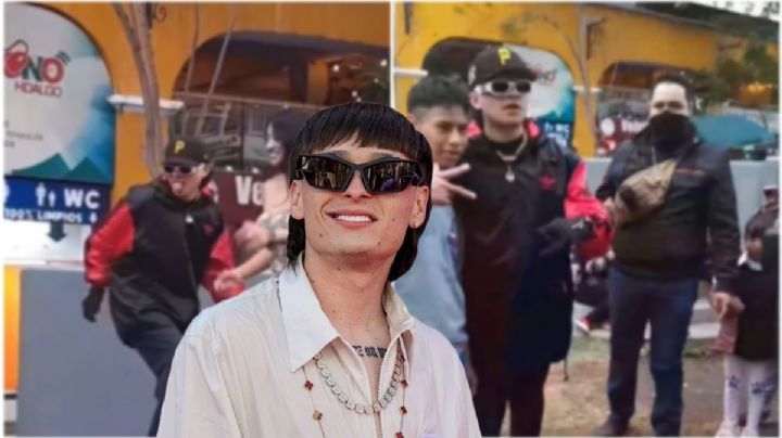 Peso Pluma irrumpe con espectáculo en pleno centro de Tulancingo; ¿doble o el real?