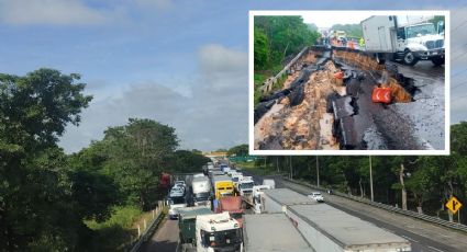 Colapsan carreteras del sur de Veracruz tras cierres por socavón; hay filas kilométricas