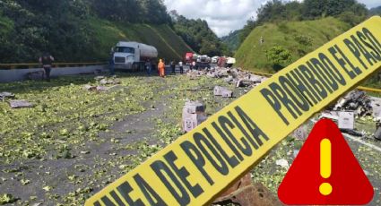Un muerto deja accidente entre pipa y camión con carga de brocoli en la México-Tuxpan