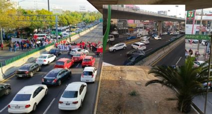 Periférico Norte colapsado por protesta de trabajadores de Bachilleres