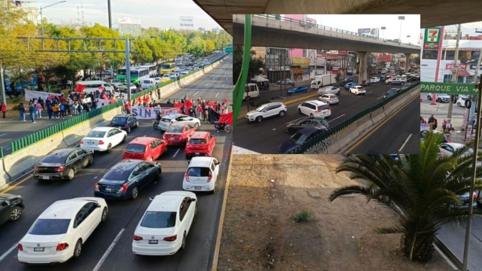 Protesta de trabajadores del Colegio de Bachilleres.