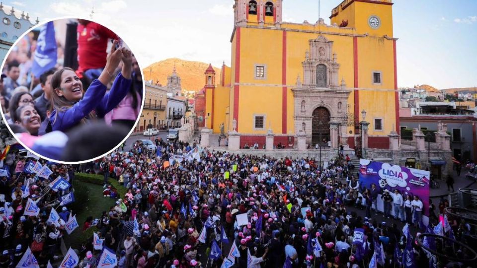 Libia Dennise estuvo en Guanajuato capital en la Plaza Gavira y el Mercado Hidalgo donde saludó a militantes y simpatizantes y en la Plaza de la Paz tuvo un encuentro con miles de panistas.